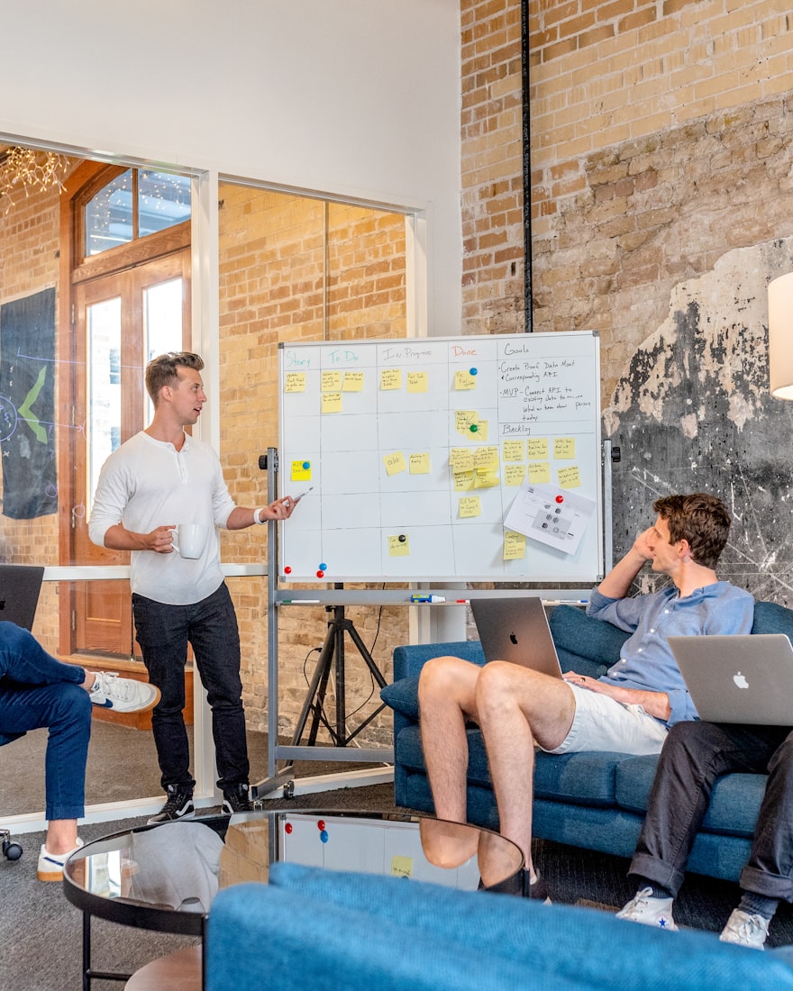 Campaign strategy session at the whiteboard
